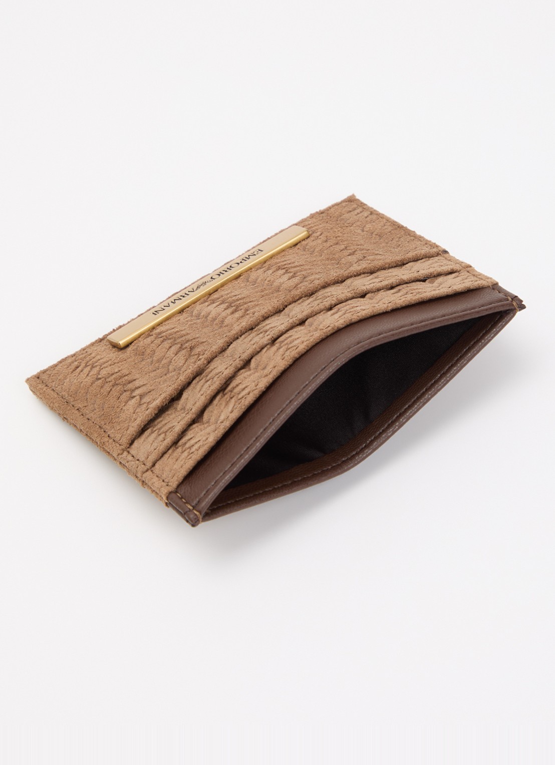 Armani Pasjeshouder met leren details en logo - voorkant 3 bruin