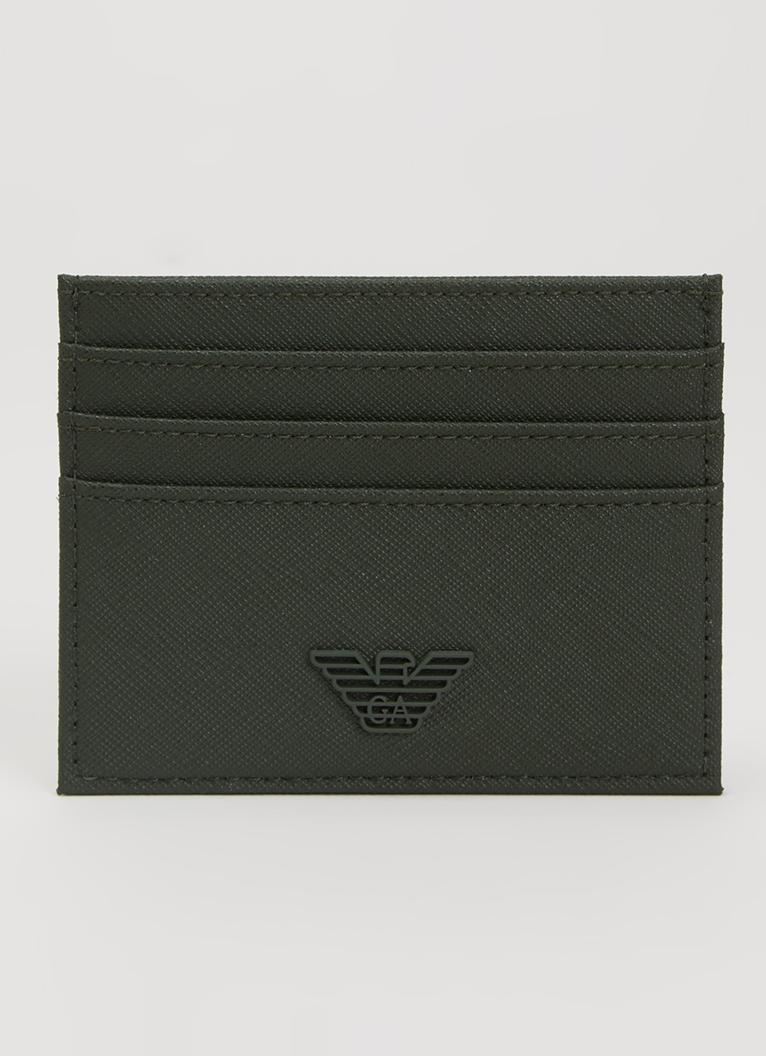 Armani Pasjeshouder met logo - voorkant bronsgroen