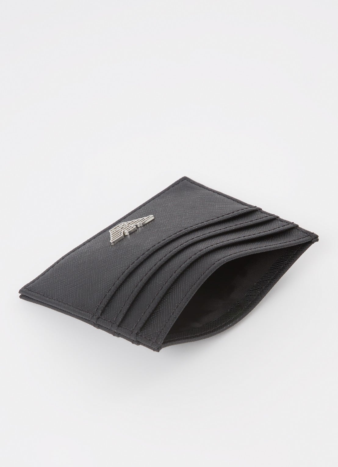Armani Pasjeshouder met sleutelhanger van leer in giftbox - voorkant 3 zwart