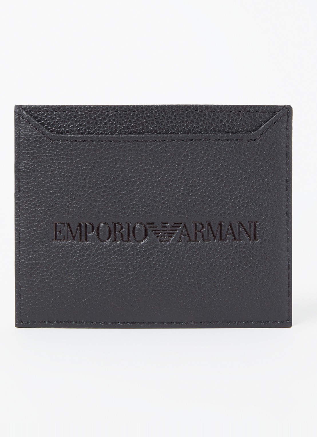 Armani Pasjeshouder van leer met logo - voorkant zwart