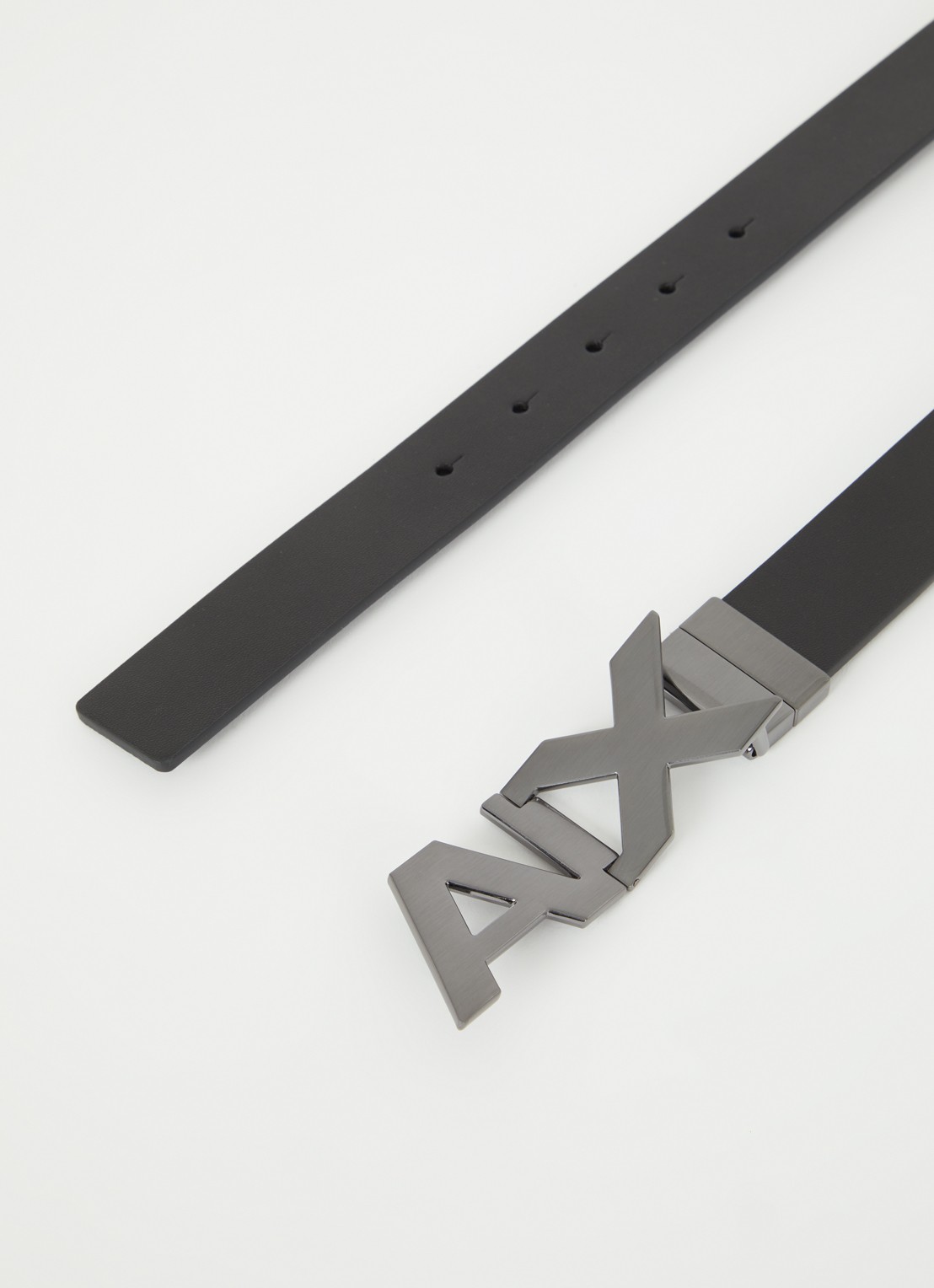 Armani Plate reversible riem van leer - detail 2 zwart