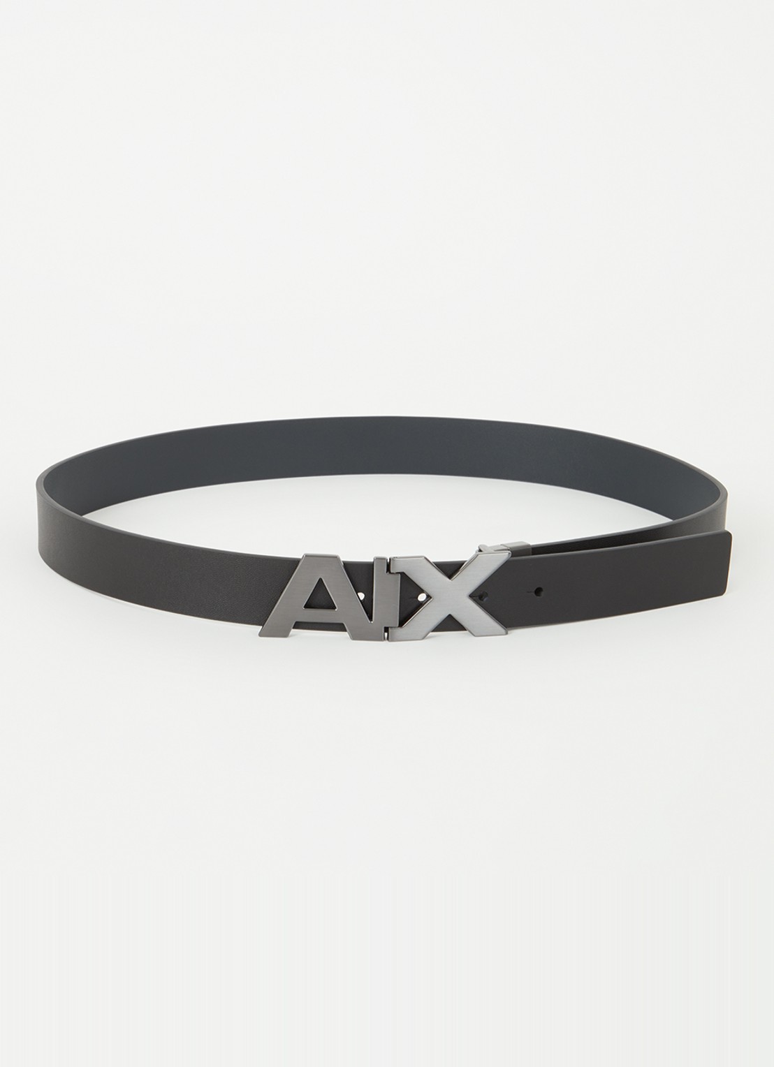 Armani Plate reversible riem van leer - voorkant zwart