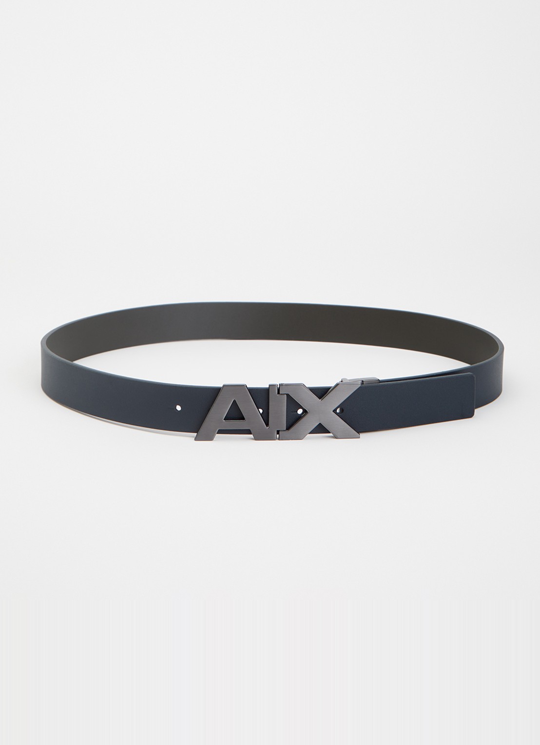 Armani Plate reversible riem van leer - voorkant antraciet