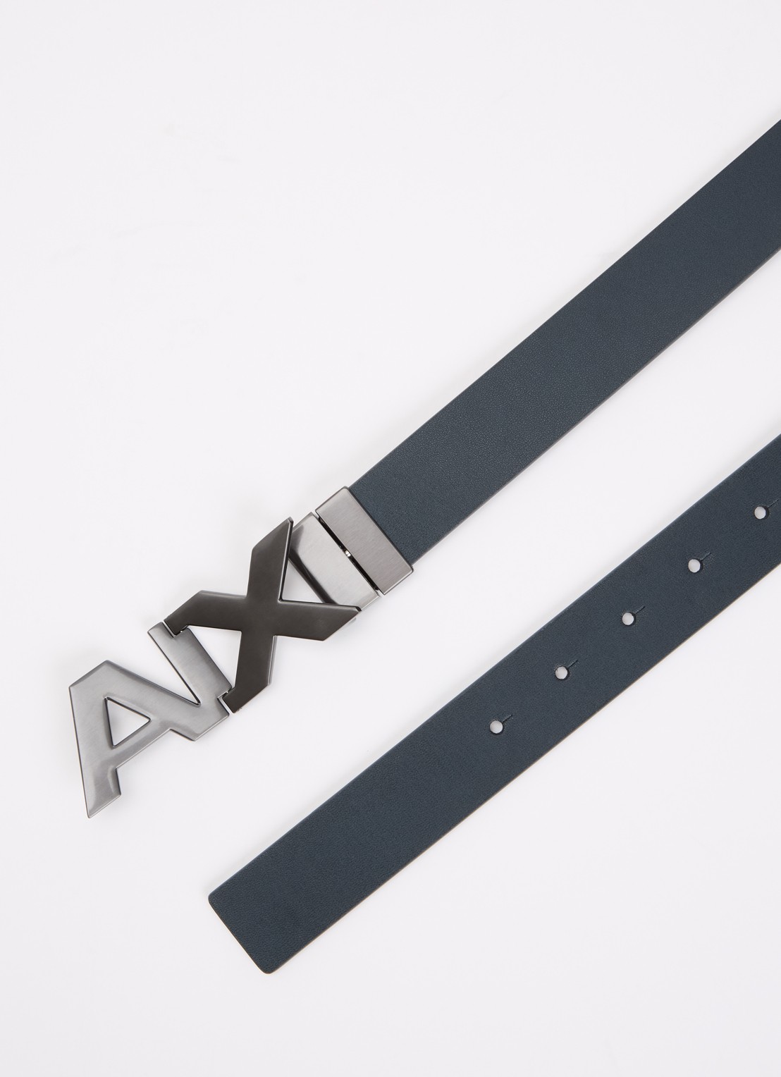 Armani Plate reversible riem van leer - detail donkerblauw