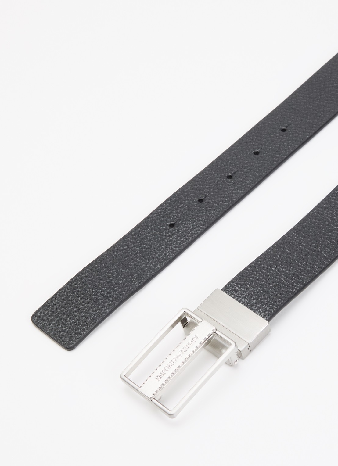 Armani Plate riem van leer - detail zwart
