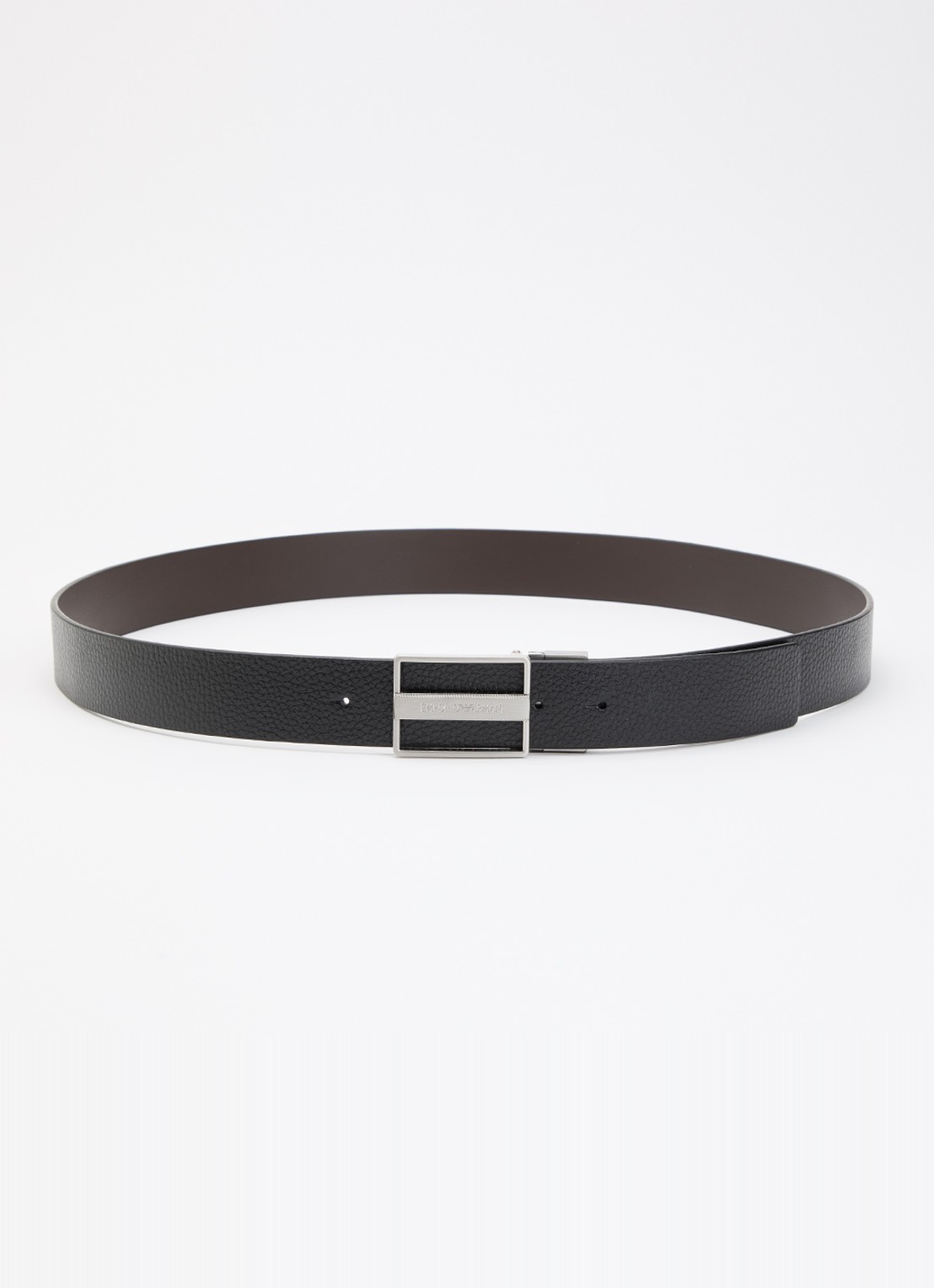 Armani Plate riem van leer - voorkant 3 zwart