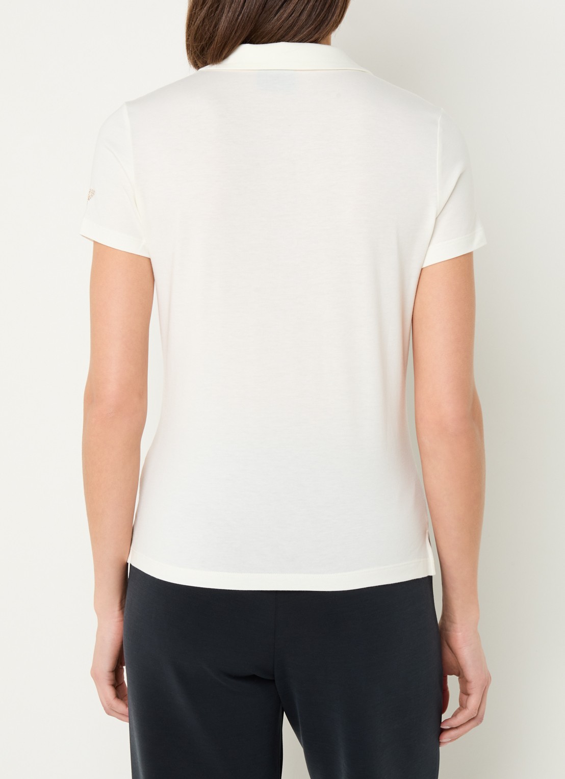 Armani Polo met logo en strass - achterkant gebroken wit