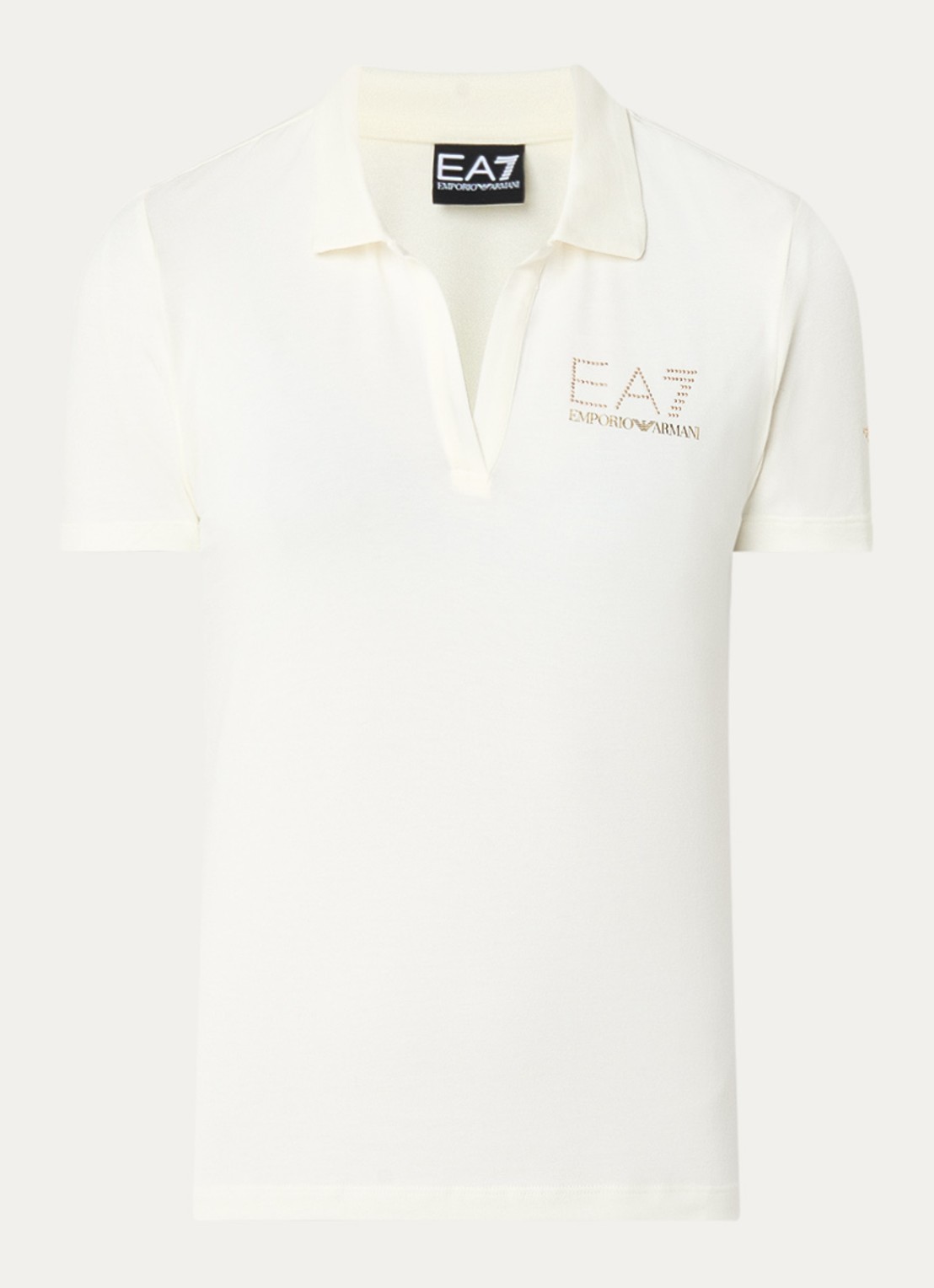 Armani Polo met logo en strass - voorkant 2 gebroken wit