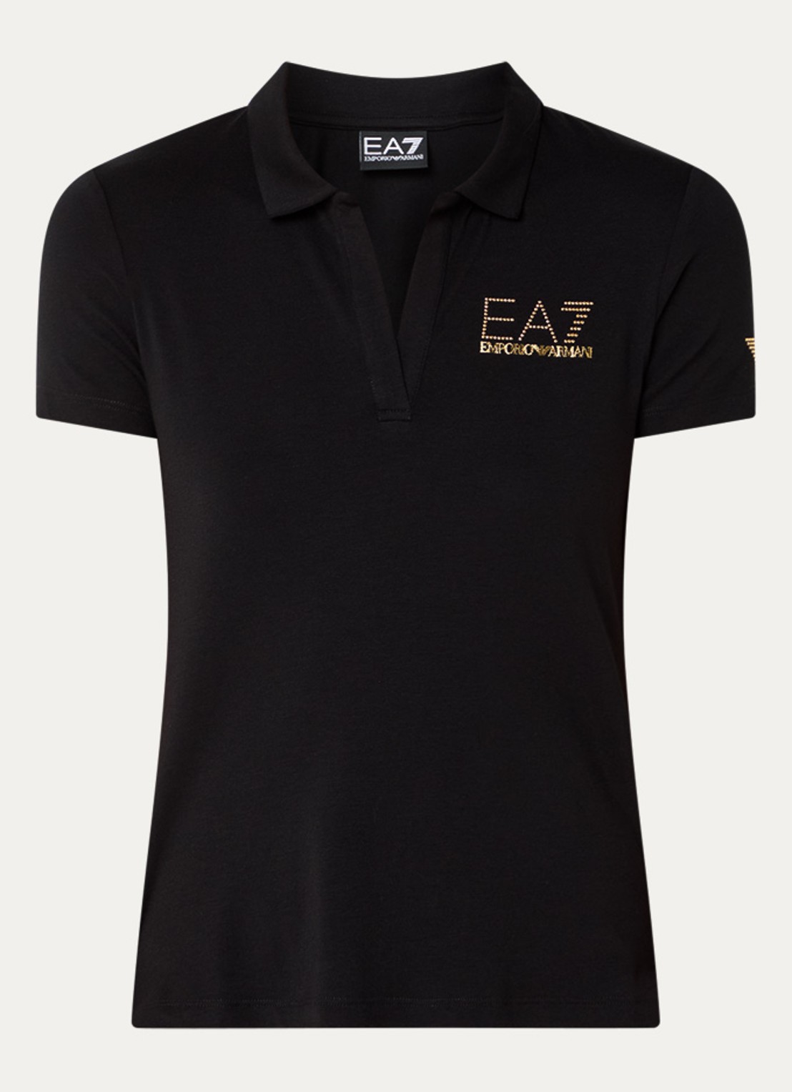 Armani Polo met logo en strass - voorkant 3 zwart