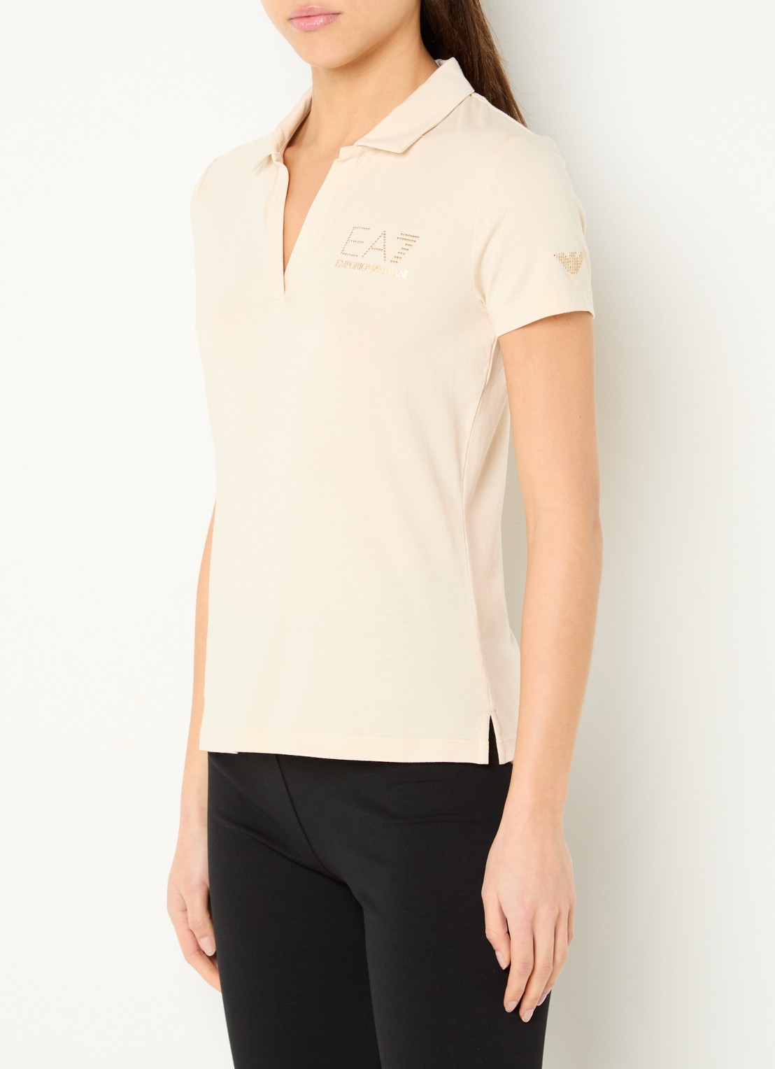 Armani Polo met logo en strass - detail 4 beige