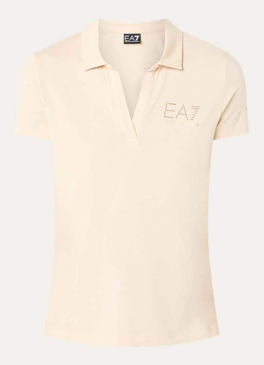 Armani Polo met logo en strass - voorkant 2 beige