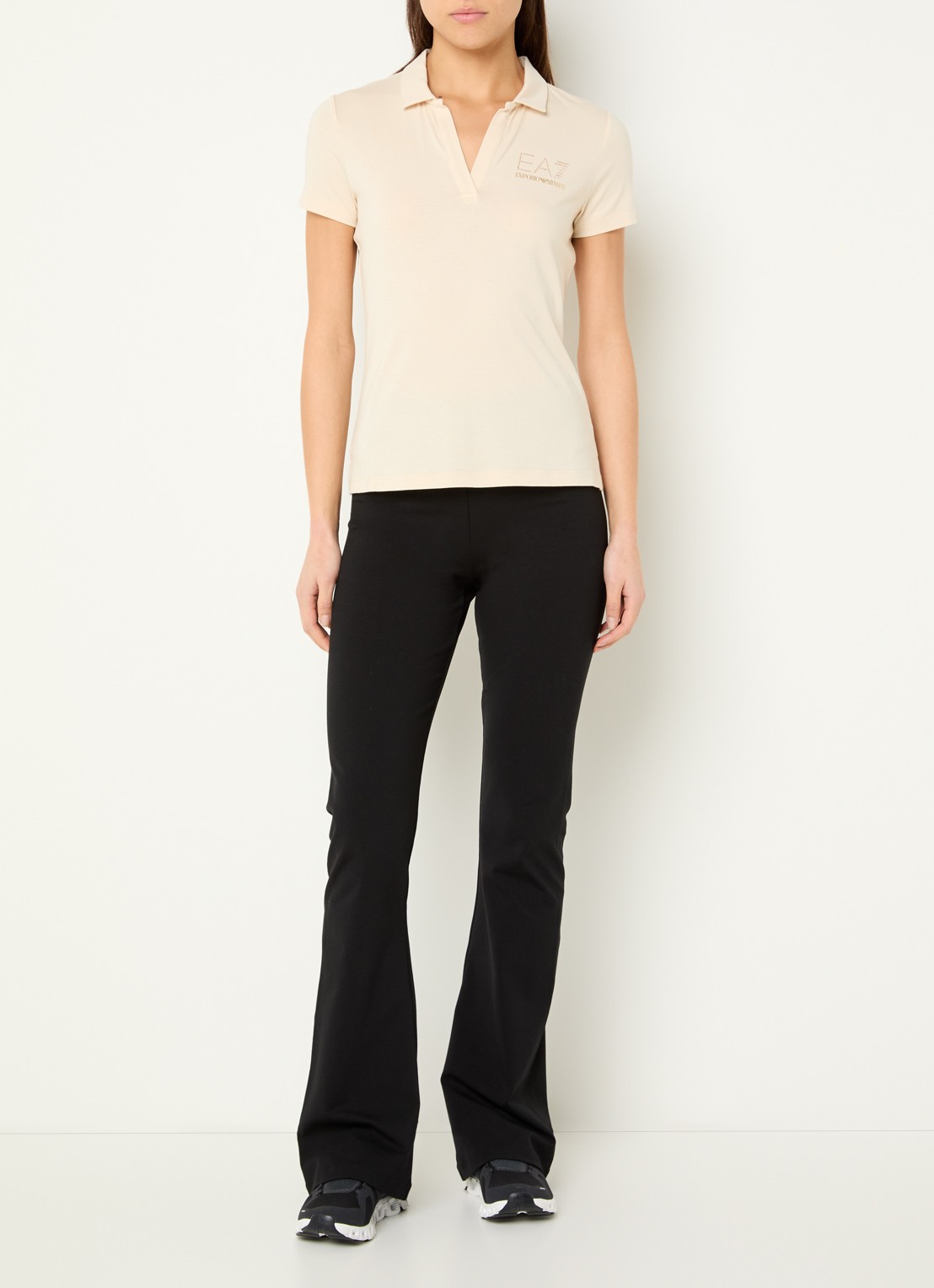Armani Polo met logo en strass - voorkant 3 beige
