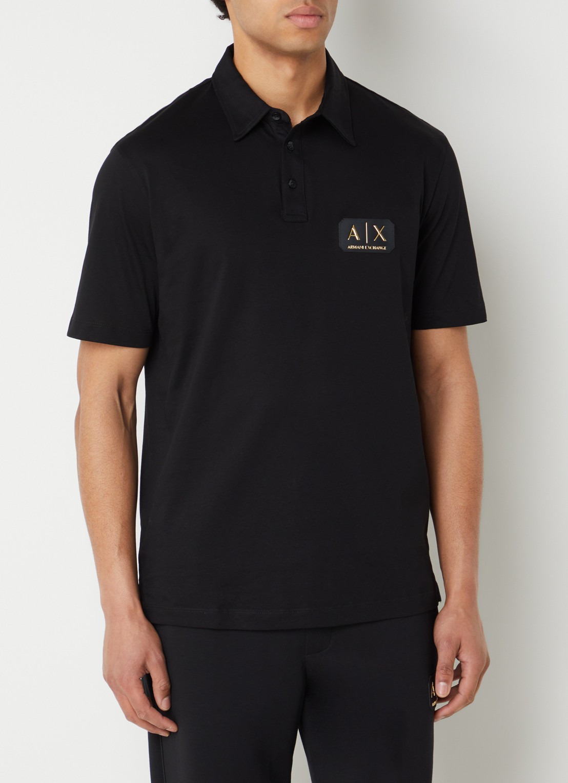 Armani Polo met logo - detail 4 zwart