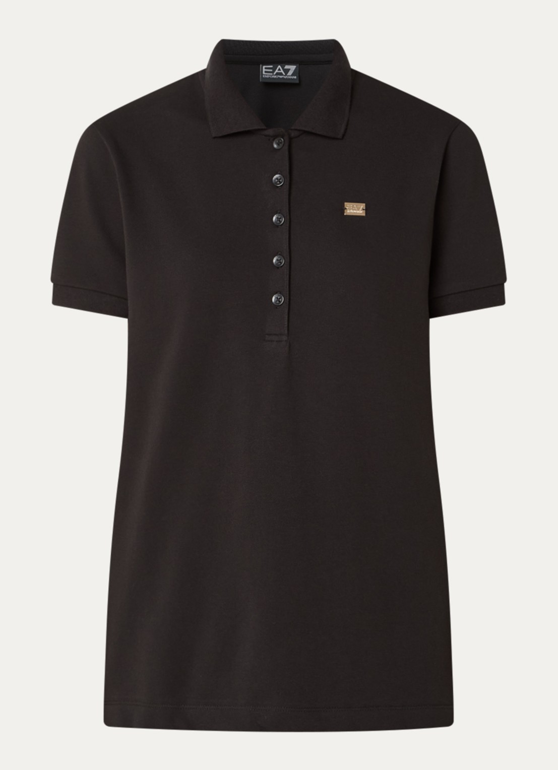 Armani Polo van piqué katoen met logo - voorkant zwart