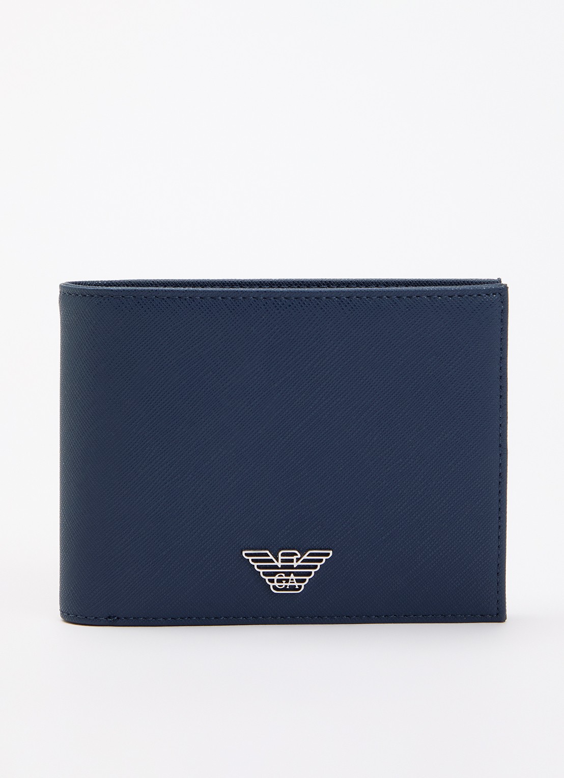 Armani Portemonnee met logo en structuur - voorkant 2 donkerblauw