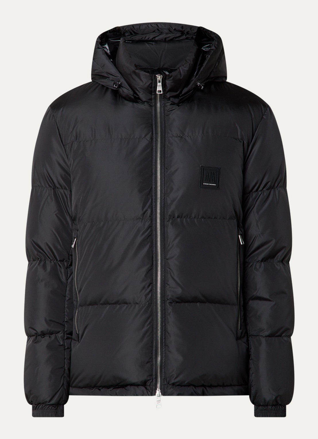 Armani Puffer jack met afneembare capuchon - voorkant zwart