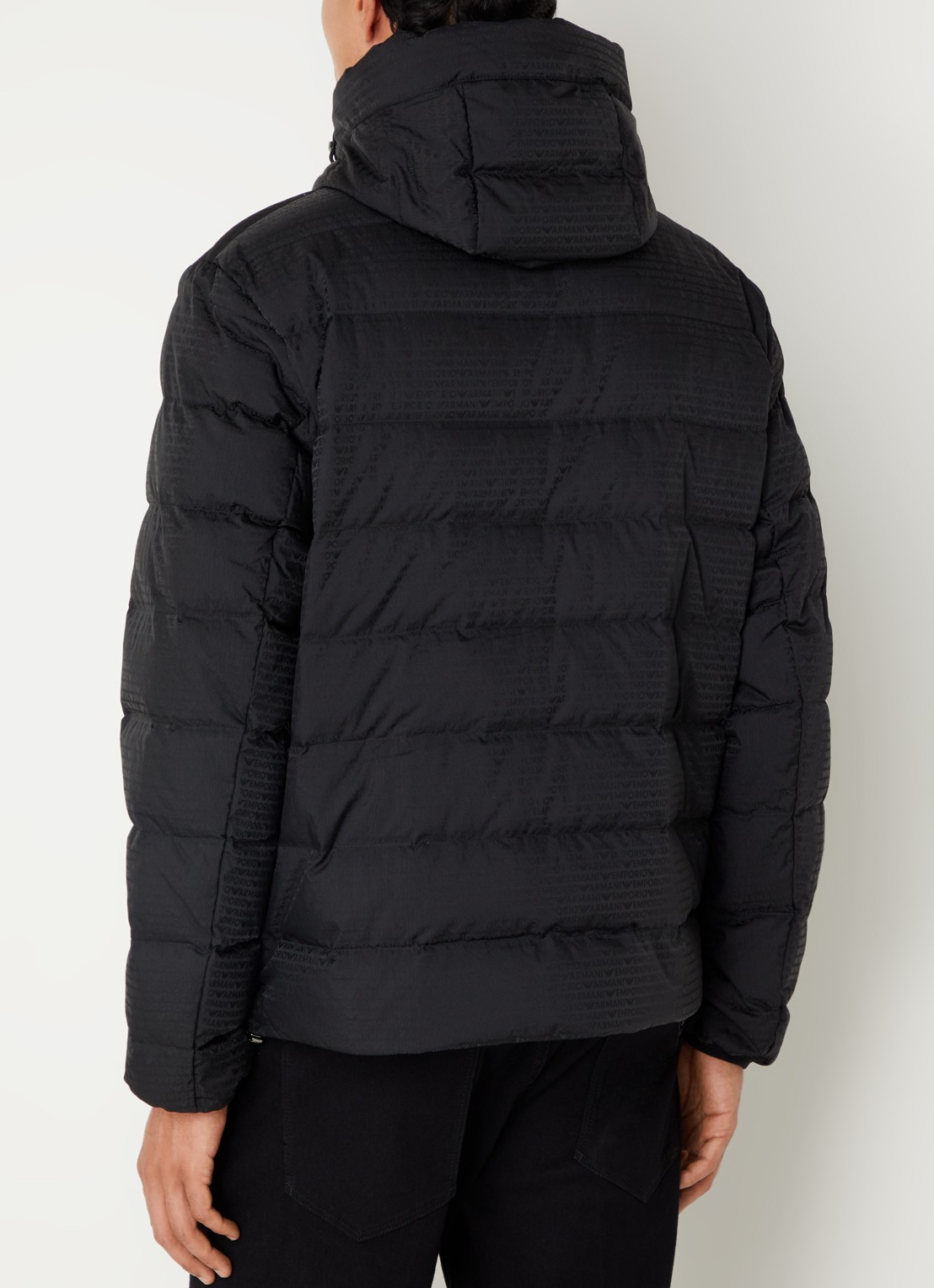 Armani Puffer jack met donsvulling en logoprint - achterkant 2 zwart