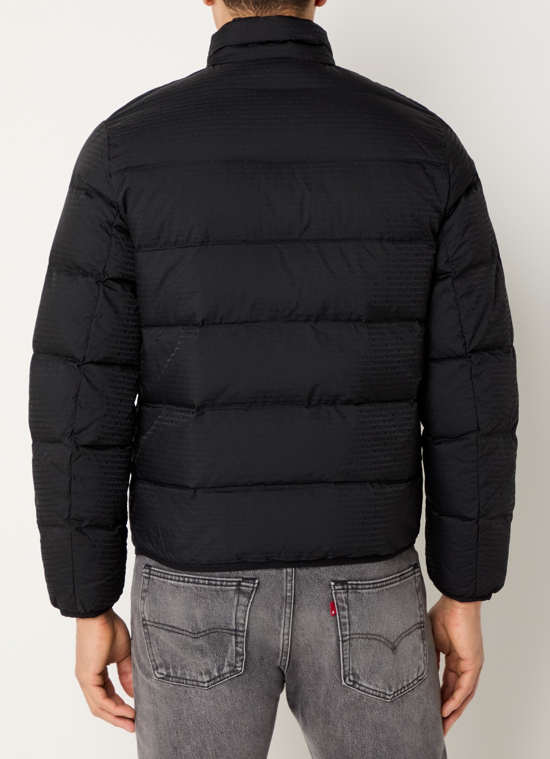 Armani Puffer jack met donsvulling en logoprint - achterkant black beauty / zwart