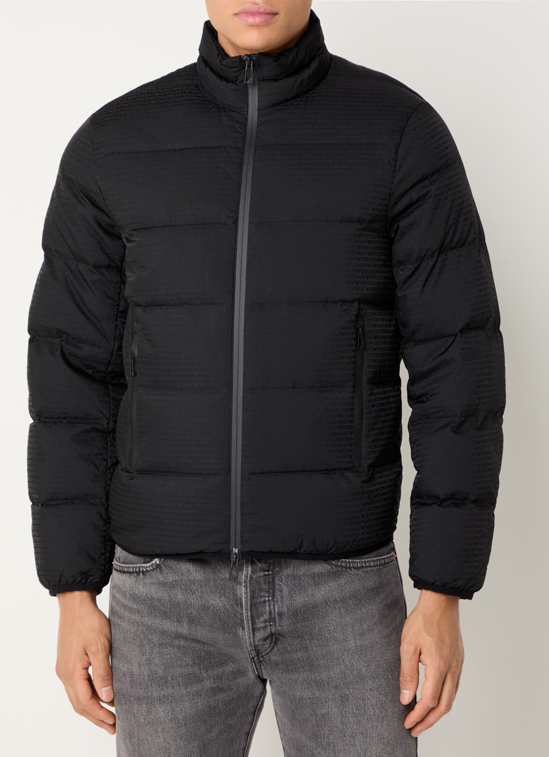 Armani Puffer jack met donsvulling en logoprint - detail 4 black beauty / zwart