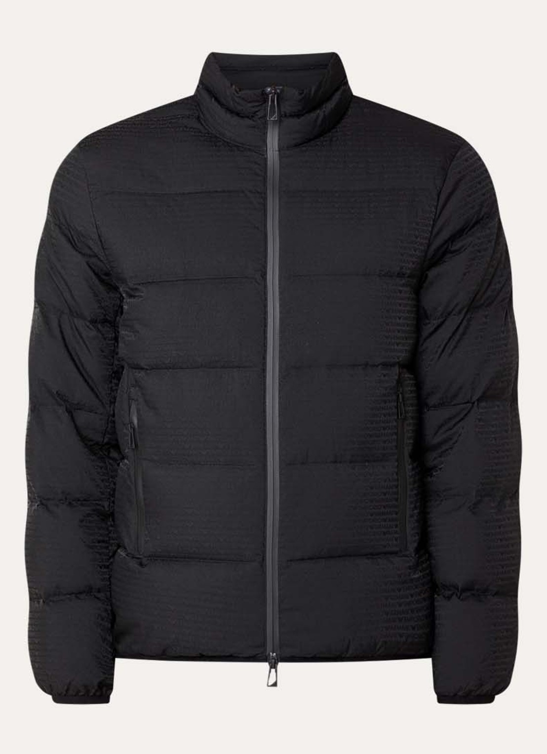 Armani Puffer jack met donsvulling en logoprint - voorkant 2 black beauty / zwart