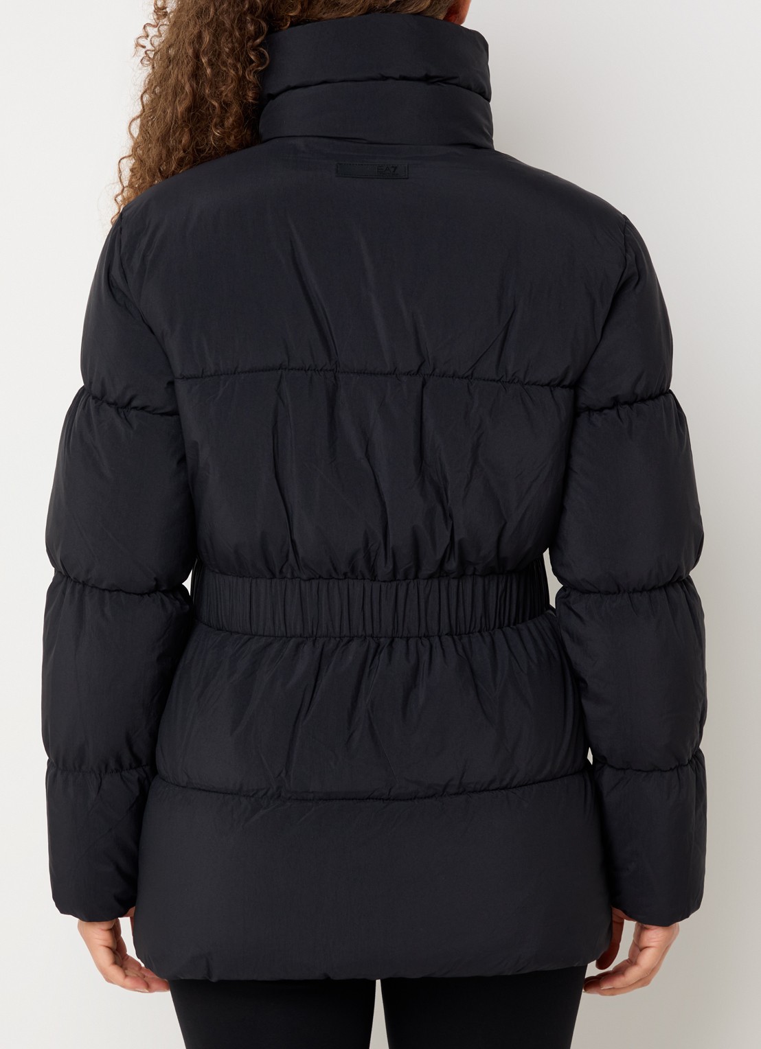 Armani Puffer jack met opbergbare capuchon en steekzakken - achterkant zwart