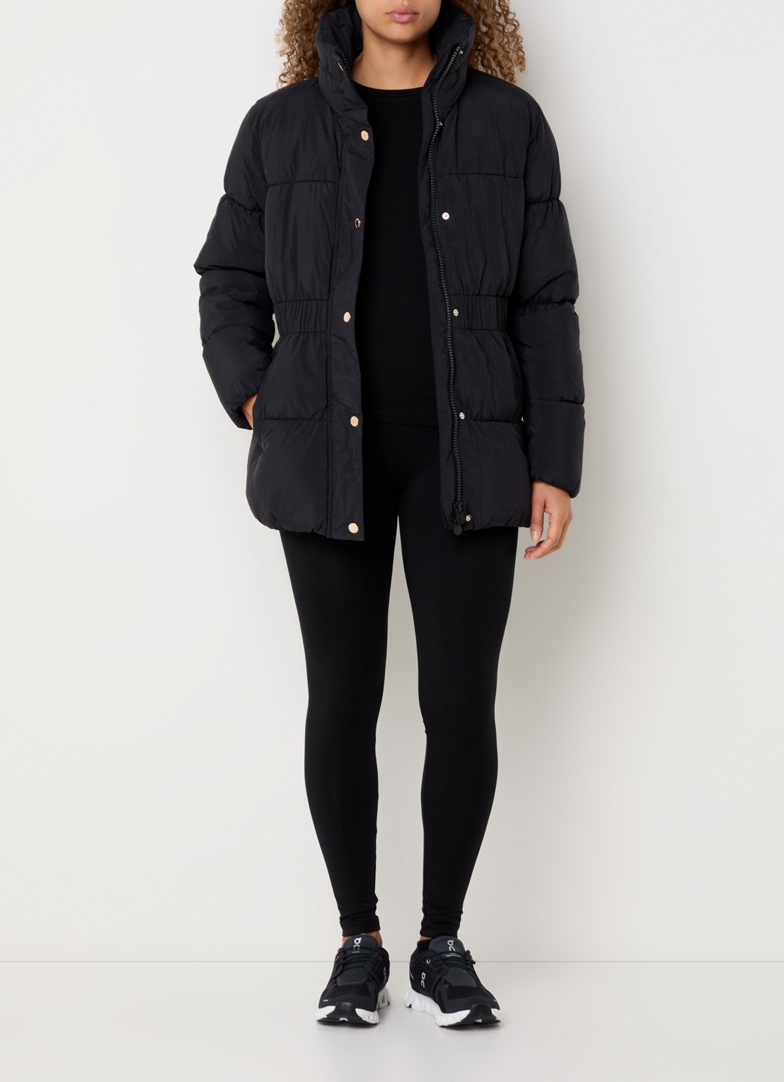 Armani Puffer jack met opbergbare capuchon en steekzakken - voorkant 4 zwart
