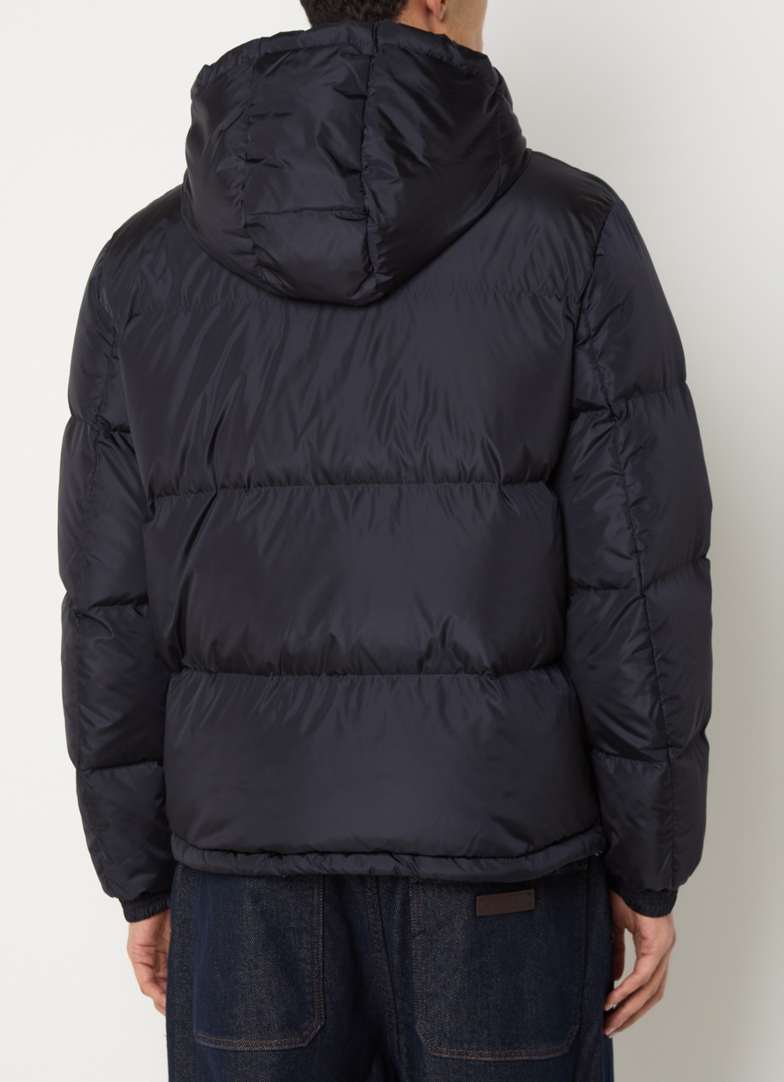 Armani Puffer jack met ritszakken en capuchon - achterkant 2 donkerblauw