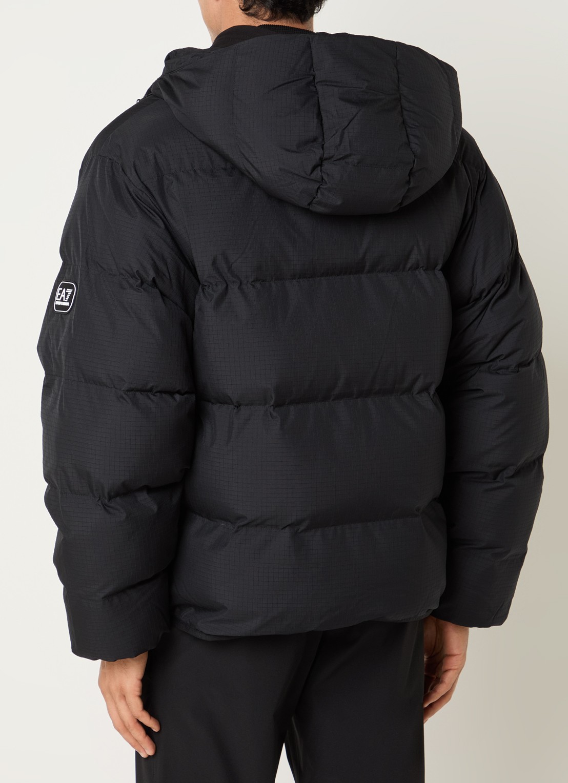 Armani Puffer jack met steekzakken en capuchon - achterkant 3 zwart
