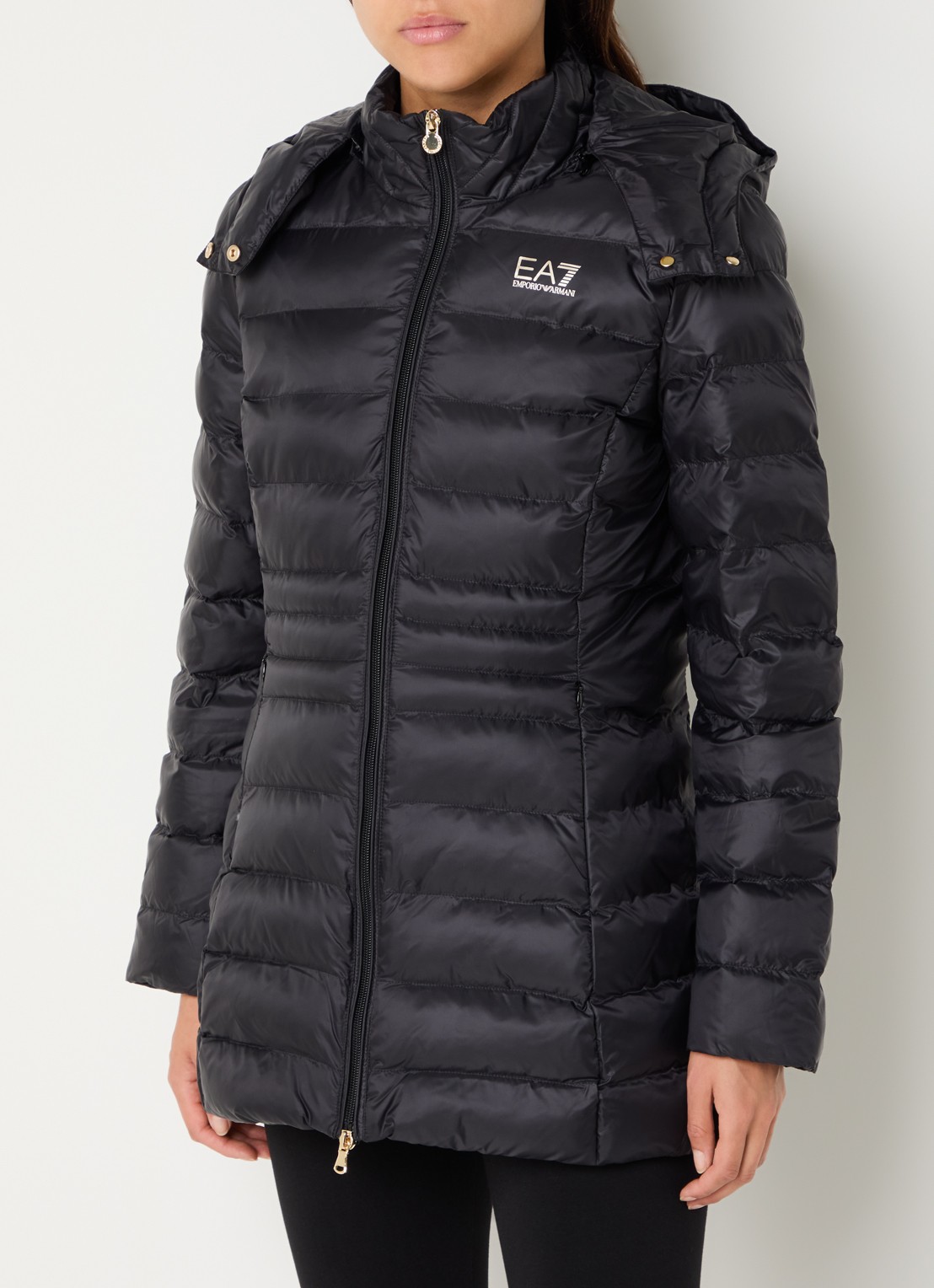 Armani Puffer jas met capuchon - detail zwart