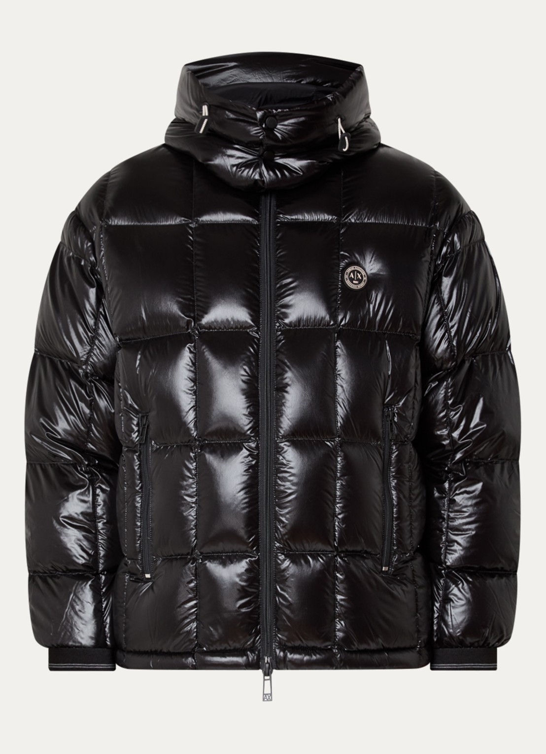 Armani Pufferjas met donsvulling en ritszakken - voorkant 3 black-uc001