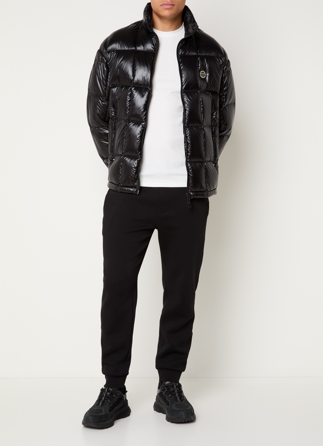 Armani Pufferjas met donsvulling en ritszakken - voorkant 4 black-uc001