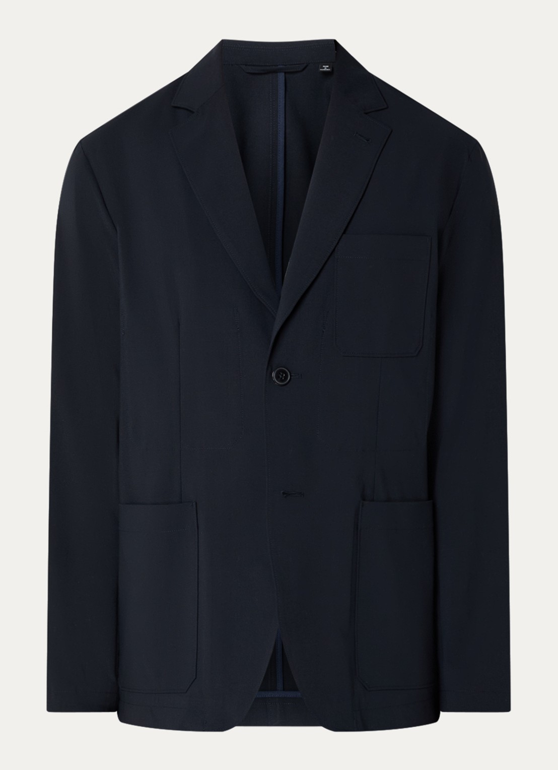 Armani Regular fit colbert in wolblend met borstzak - voorkant 3 donkerblauw