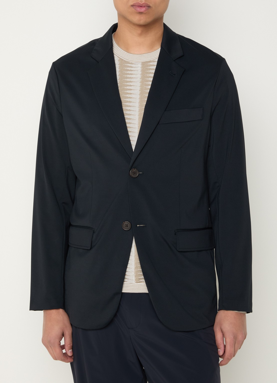 Armani Regular fit colbert met klepzakken - detail 4 donkerblauw