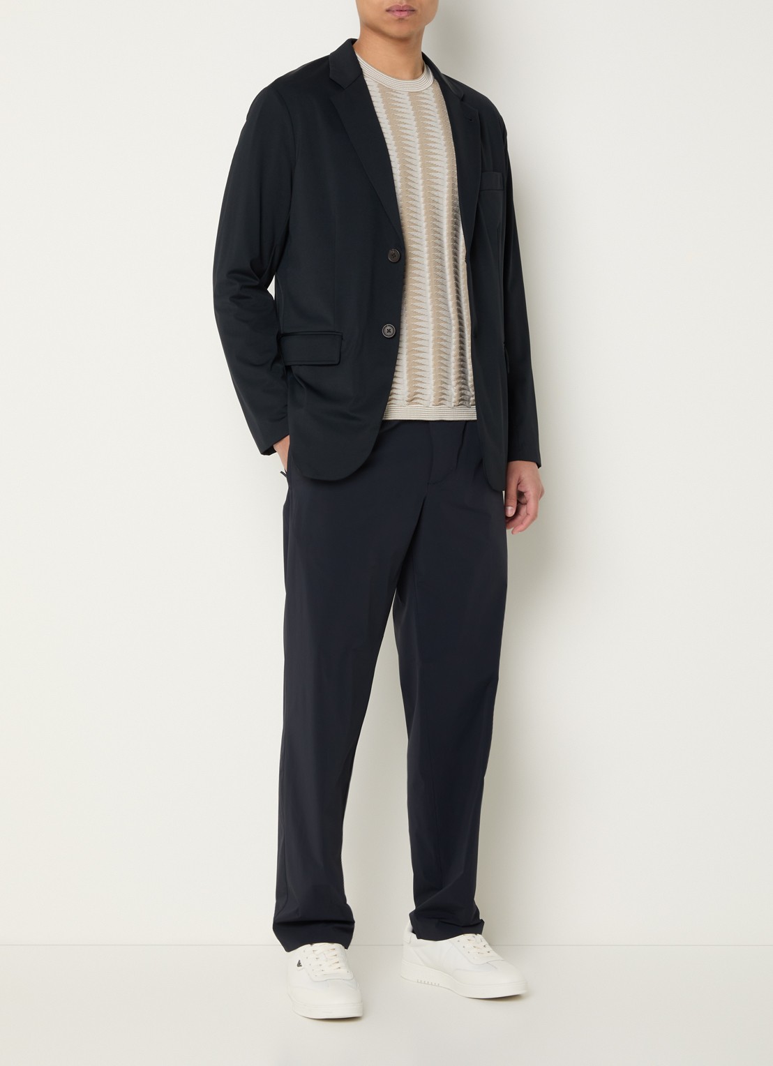Armani Regular fit colbert met klepzakken - voorkant 2 donkerblauw