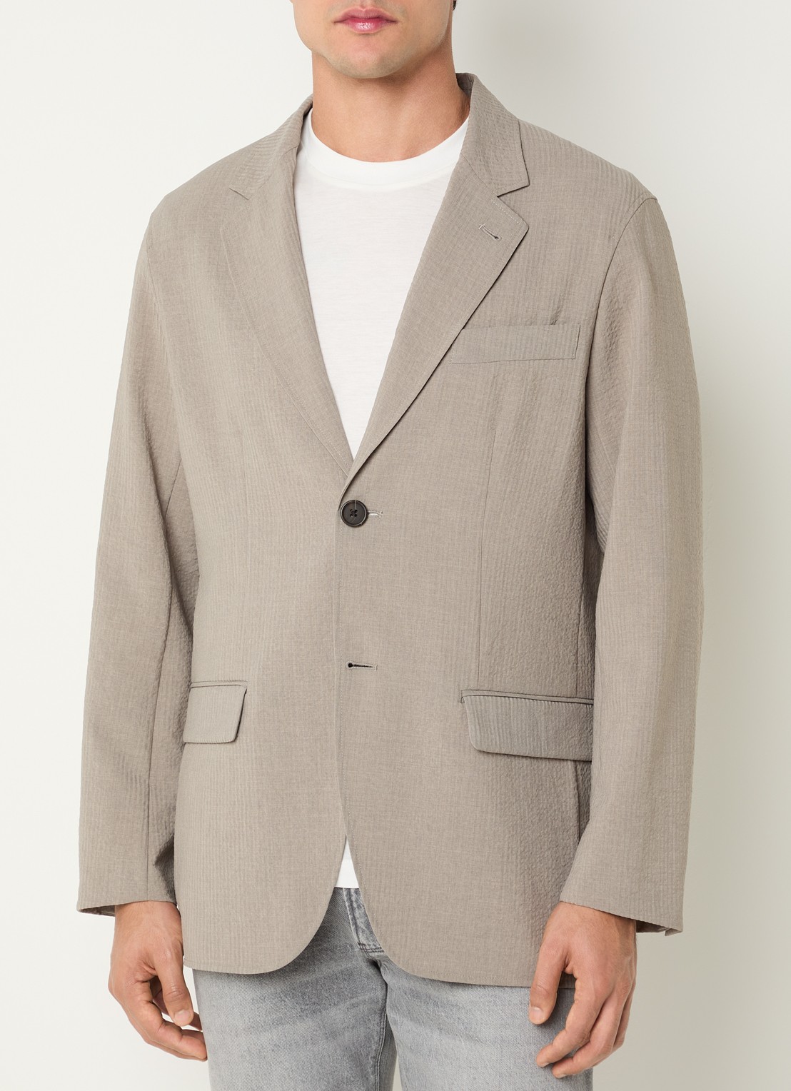 Armani Regular fit colbert met klepzakken - detail donkerbeige