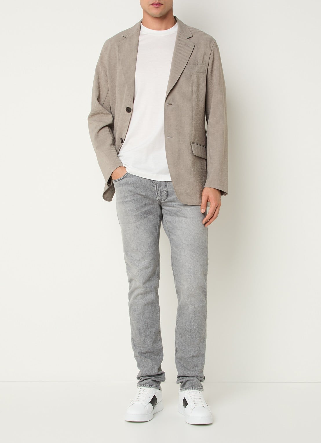 Armani Regular fit colbert met klepzakken - voorkant 4 donkerbeige