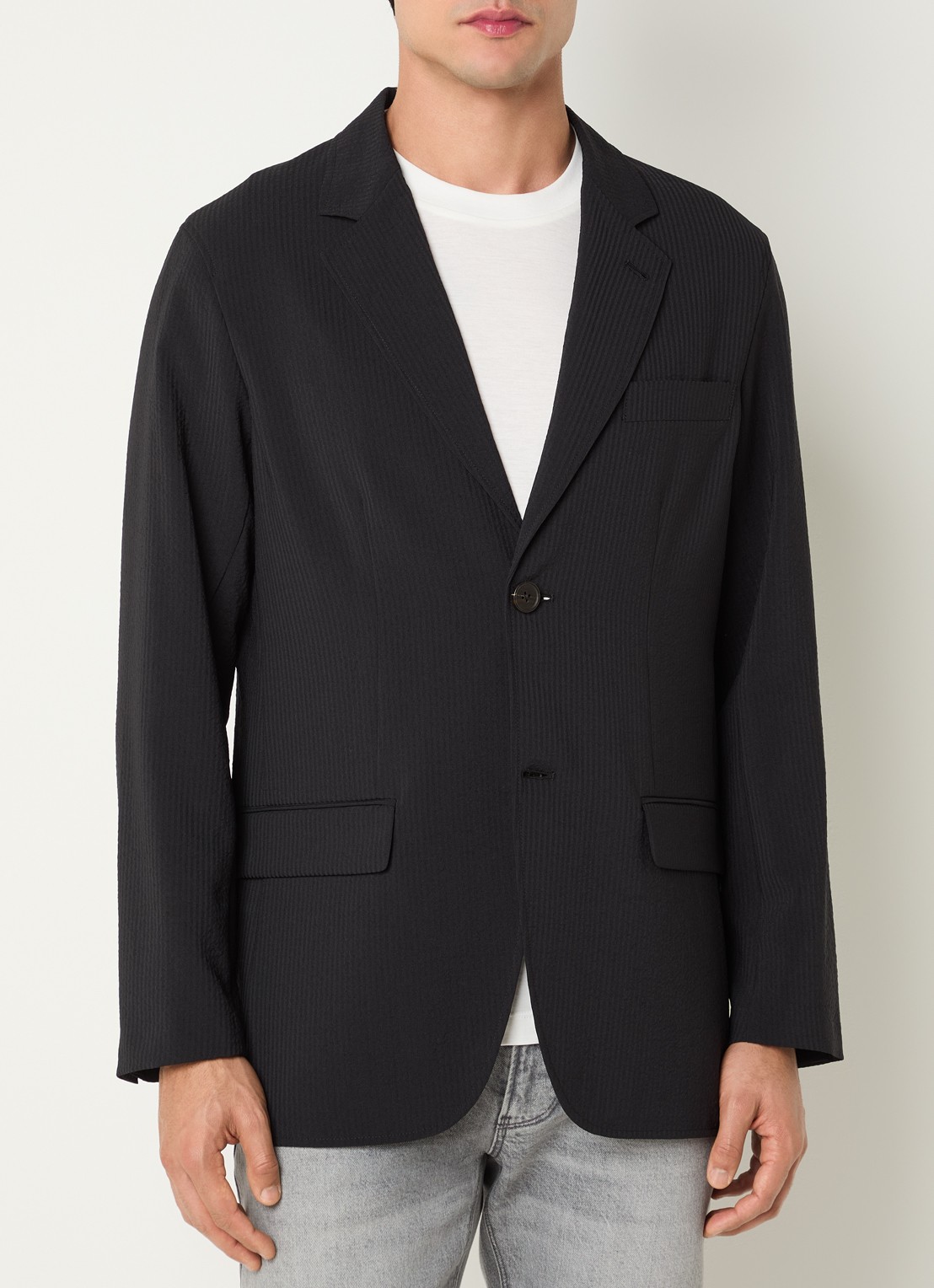 Armani Regular fit colbert met klepzakken - detail 4 zwart