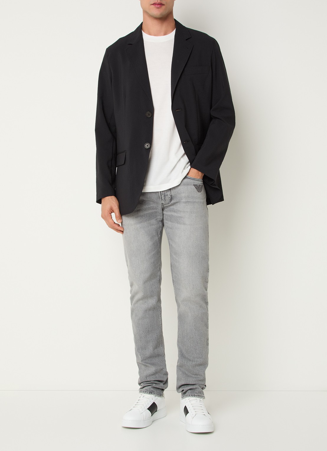 Armani Regular fit colbert met klepzakken - voorkant 2 zwart