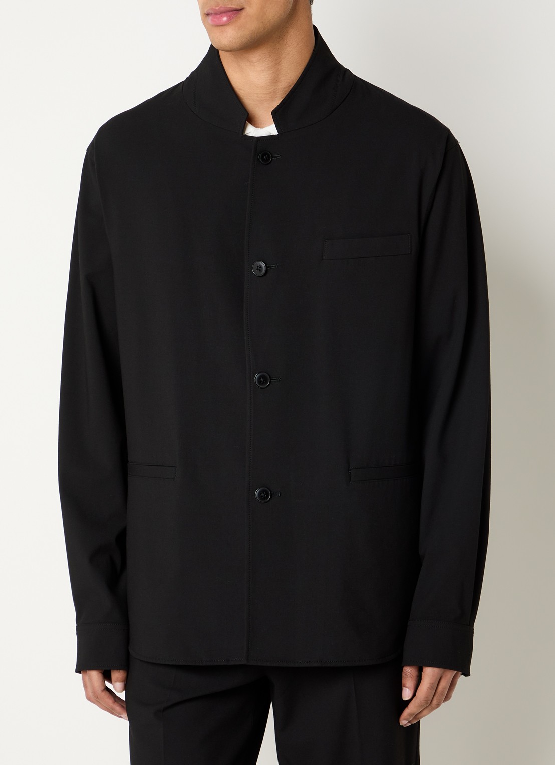 Armani Regular fit colbert met opstaande kraag en paspelzakken - detail zwart