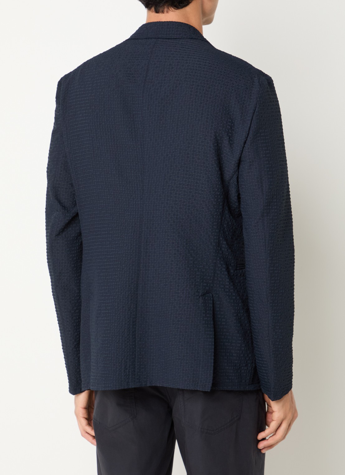 Armani Regular fit colbert met steekzakken en structuur - achterkant donkerblauw