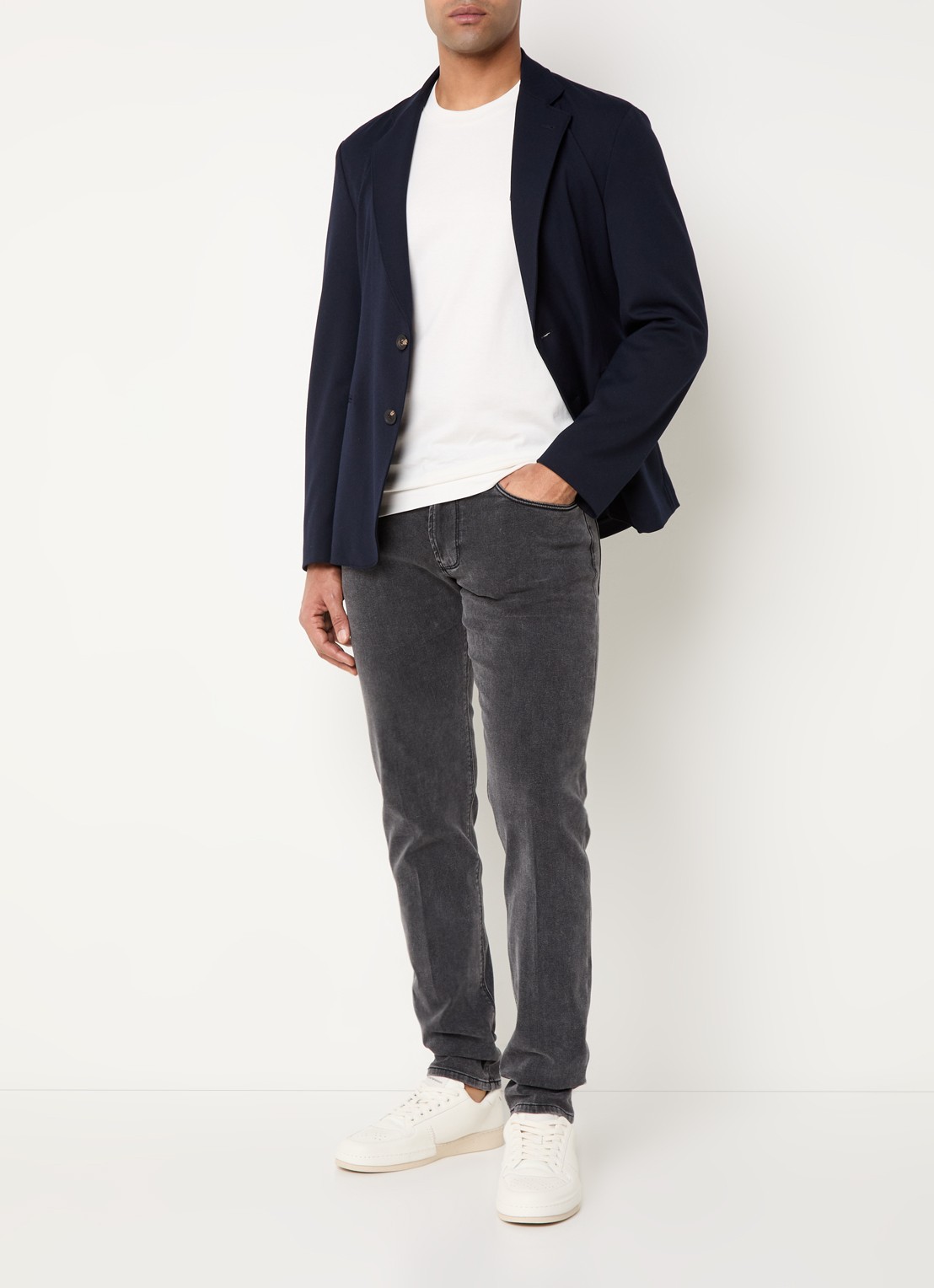 Armani Regular fit colbert met steekzakken - voorkant 3 donkerblauw