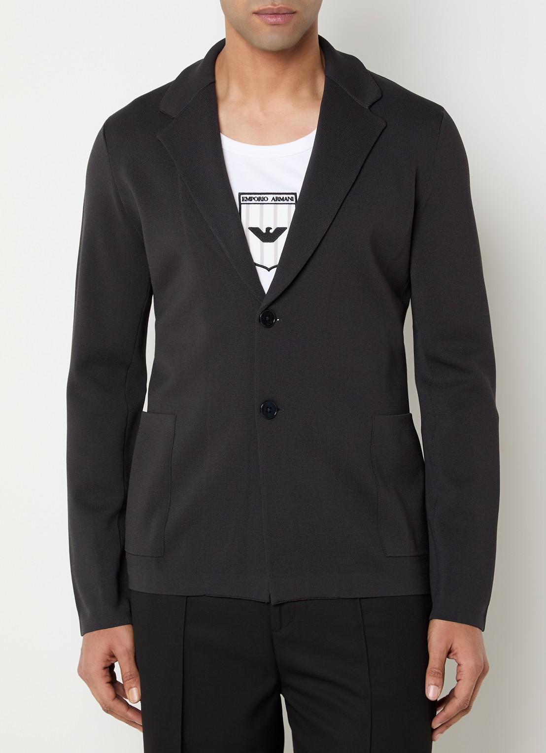 Armani Regular fit colbert met steekzakken - detail zwart