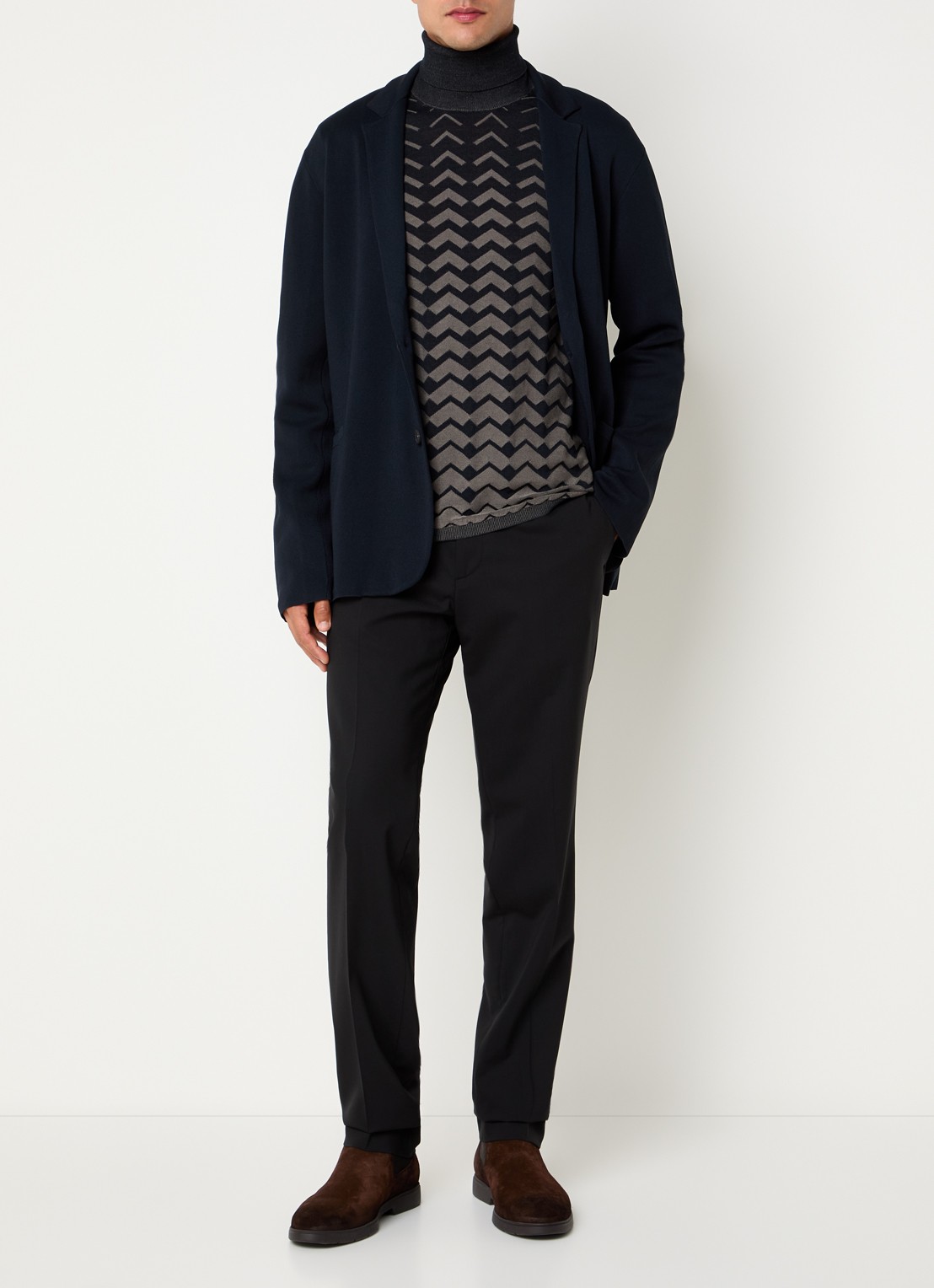 Armani Regular fit colbert met steekzakken - voorkant 4 donkerblauw