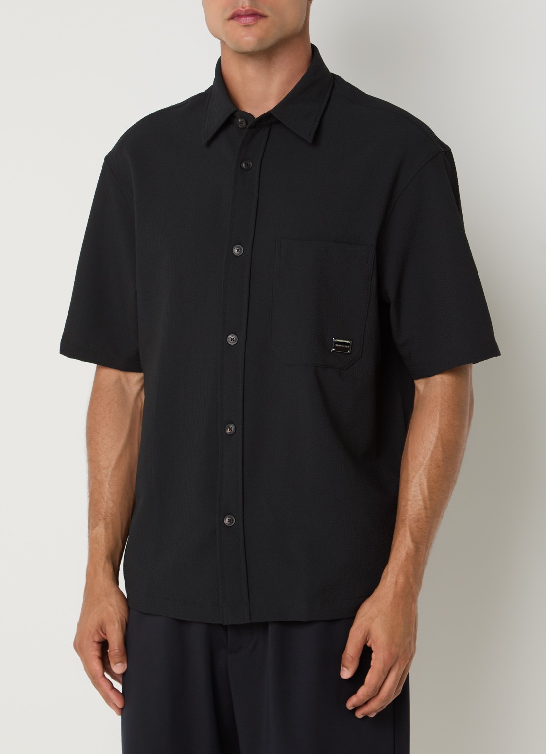 Armani Regular fit overhemd met borstzak - detail donkerblauw