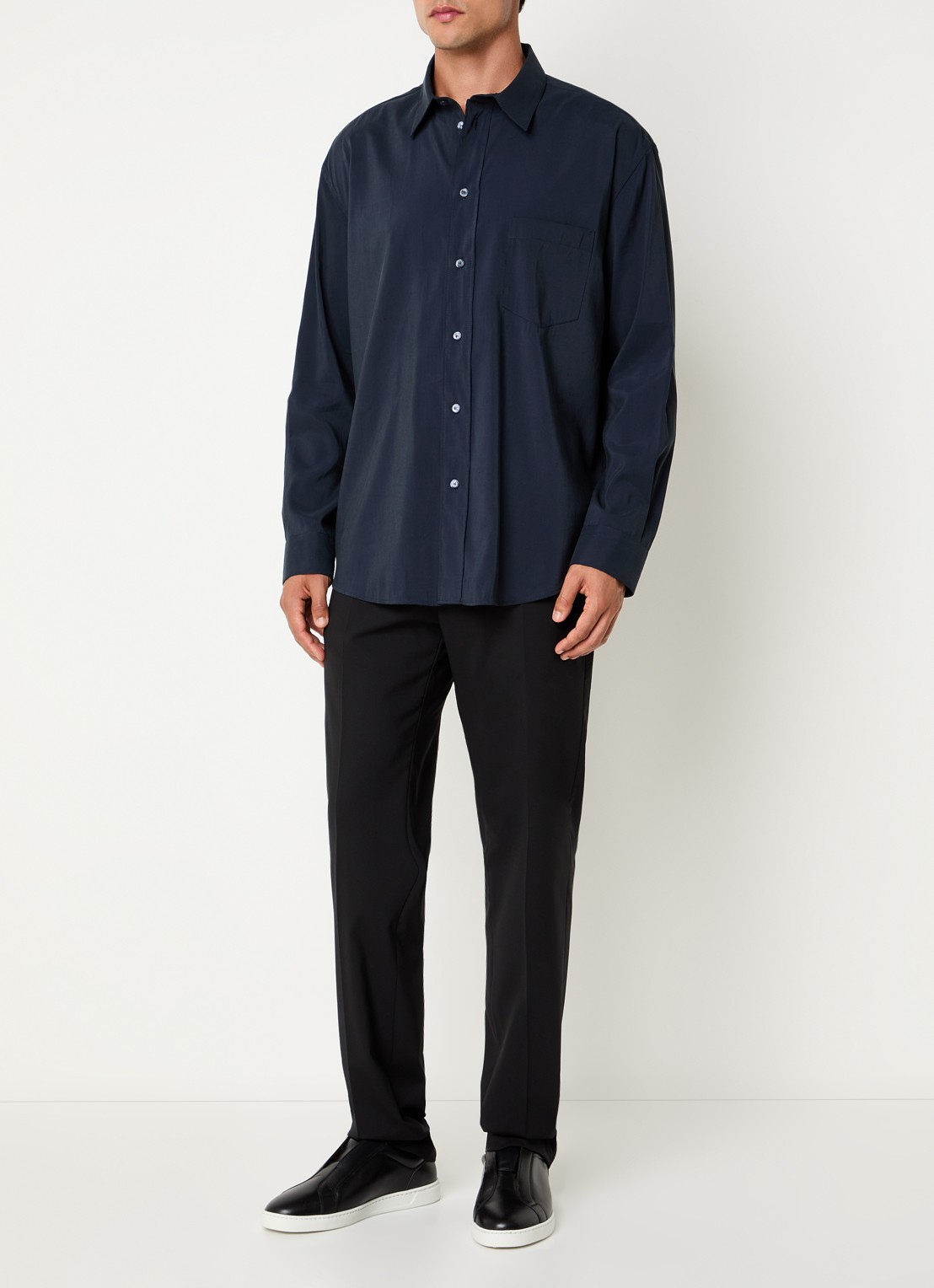 Armani Regular fit overhemd met borstzak - voorkant 3 donkerblauw