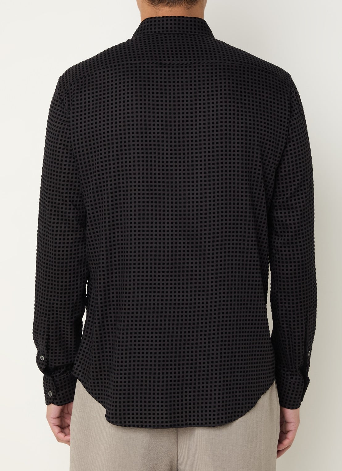 Armani Regular fit overhemd met flockprint - achterkant zwart