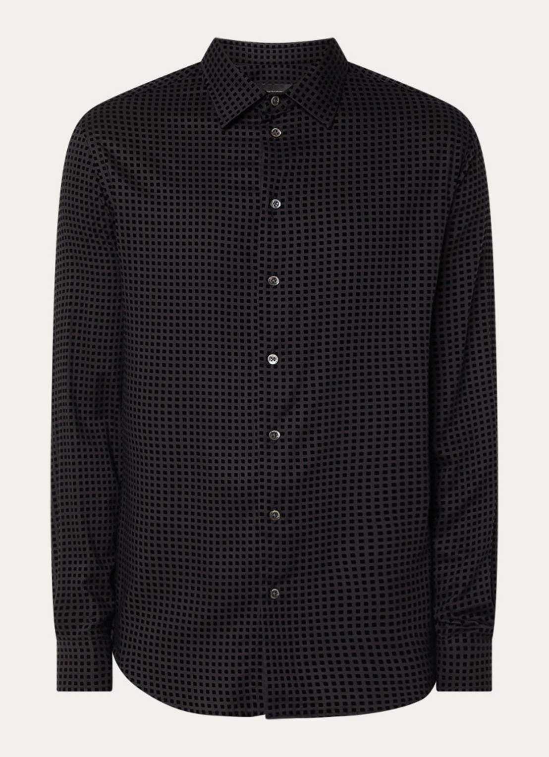 Armani Regular fit overhemd met flockprint - voorkant 3 zwart