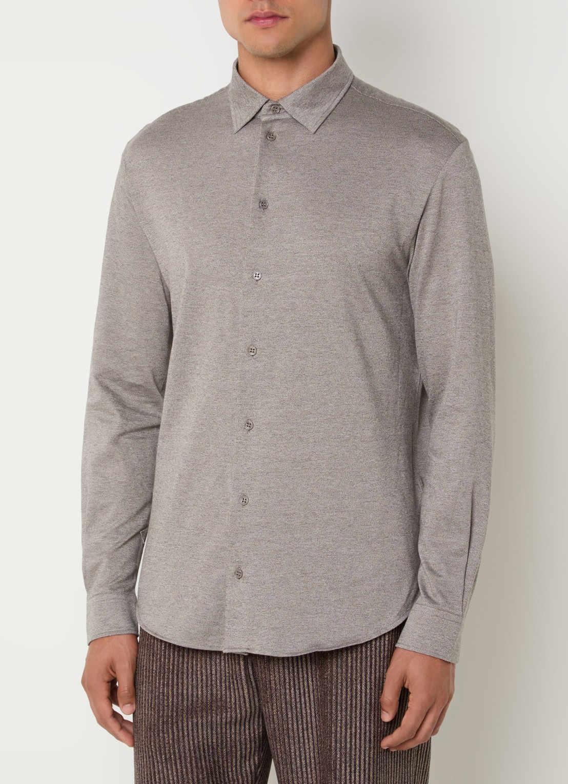 Armani Regular fit overhemd met gemêleerd dessin  - detail 2 lichtgrijs