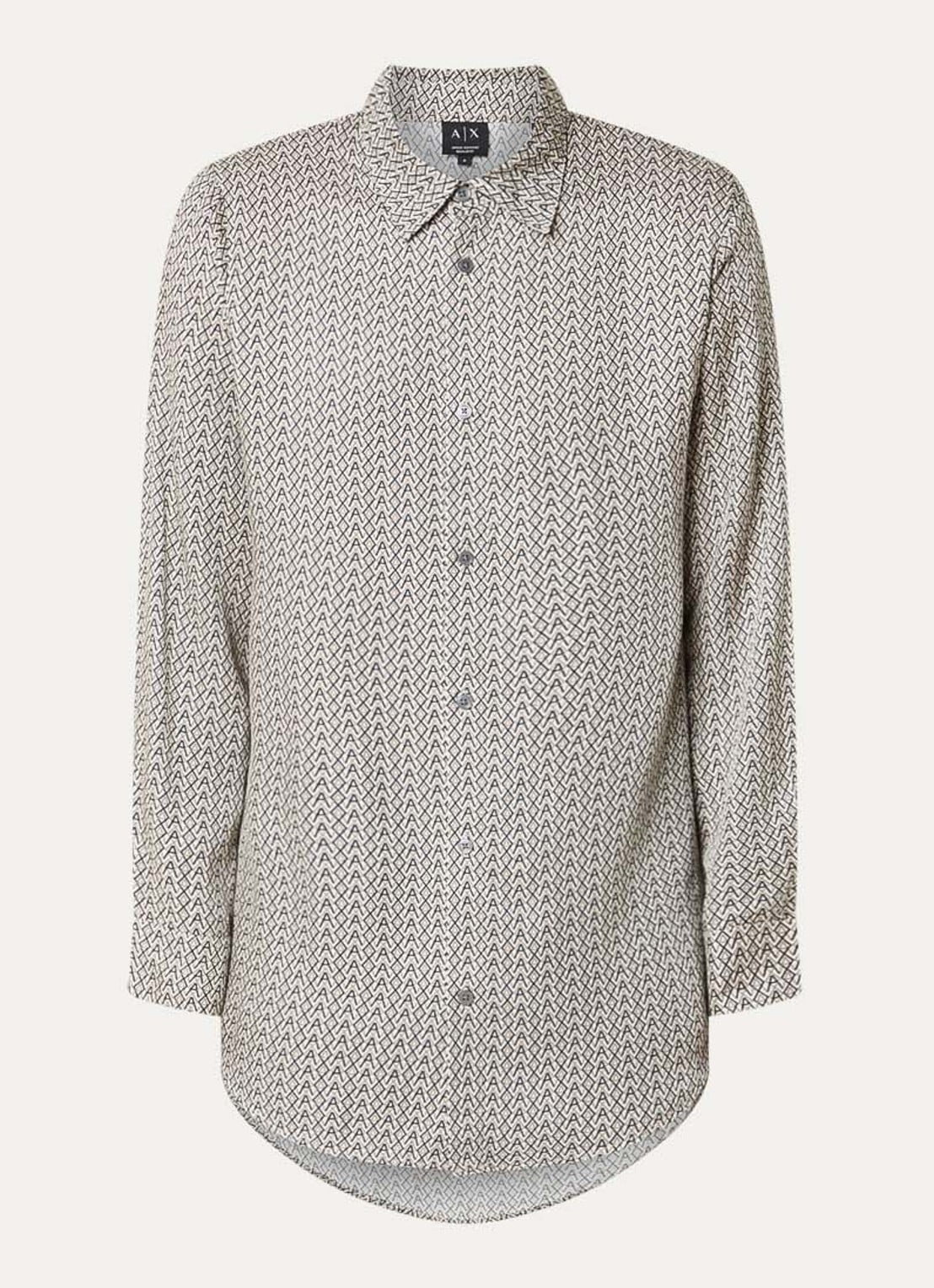 Armani Regular fit overhemd met grafische print - voorkant creme