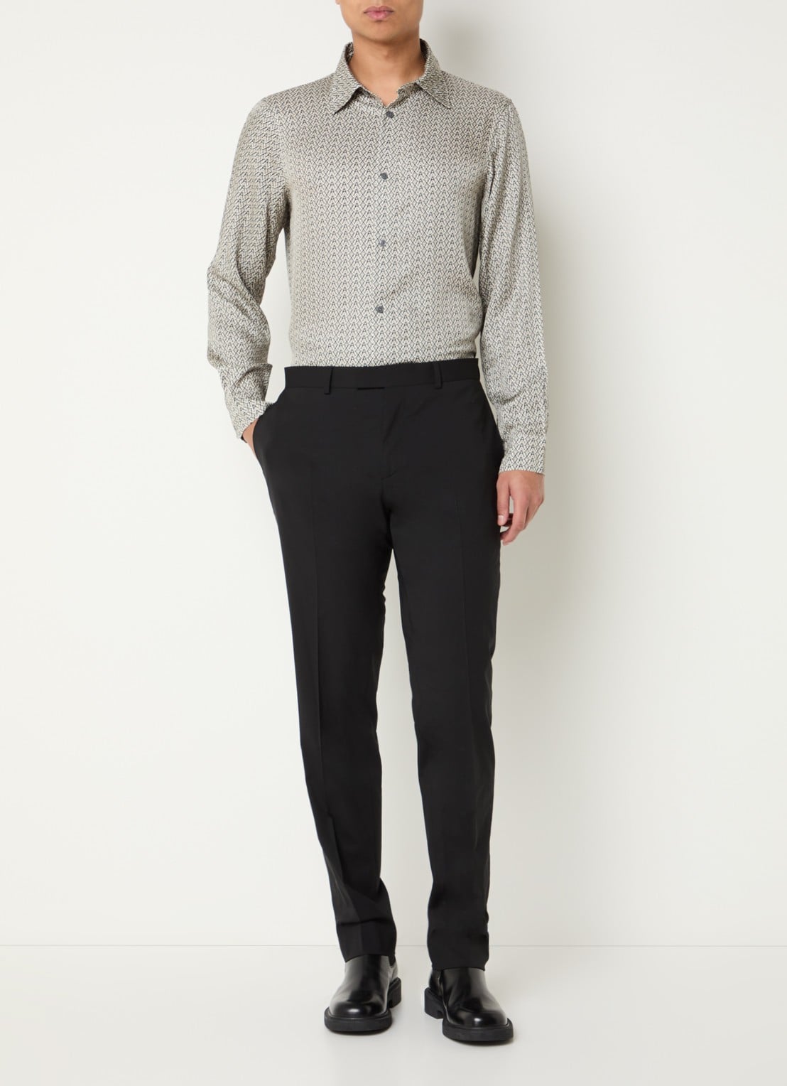 Armani Regular fit overhemd met grafische print - voorkant 2 creme